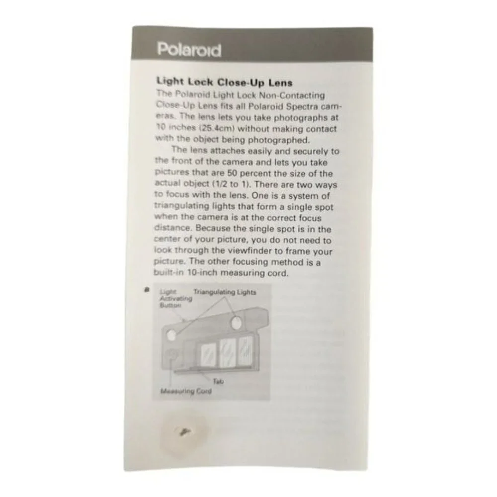 Vintage Polaroid Light Lock Close-Up Lens For Spectra/Image Cameras